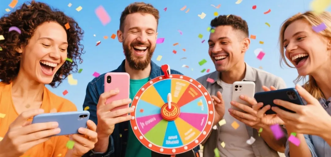 用户在移动设备上开心参与轮盘预测